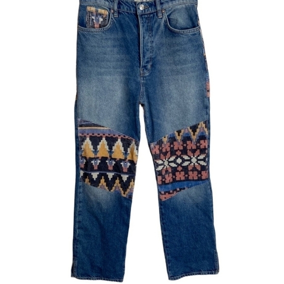 𝅺NEW! FREE PEOPLE, WE THE FREE Rocky Mountain Straight Leg Boho Jeans 27. - Picture 3 of 4